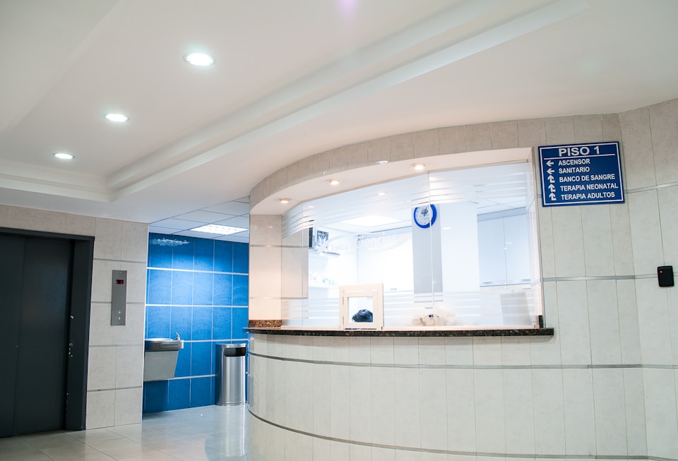 Hospital reception and front desk
